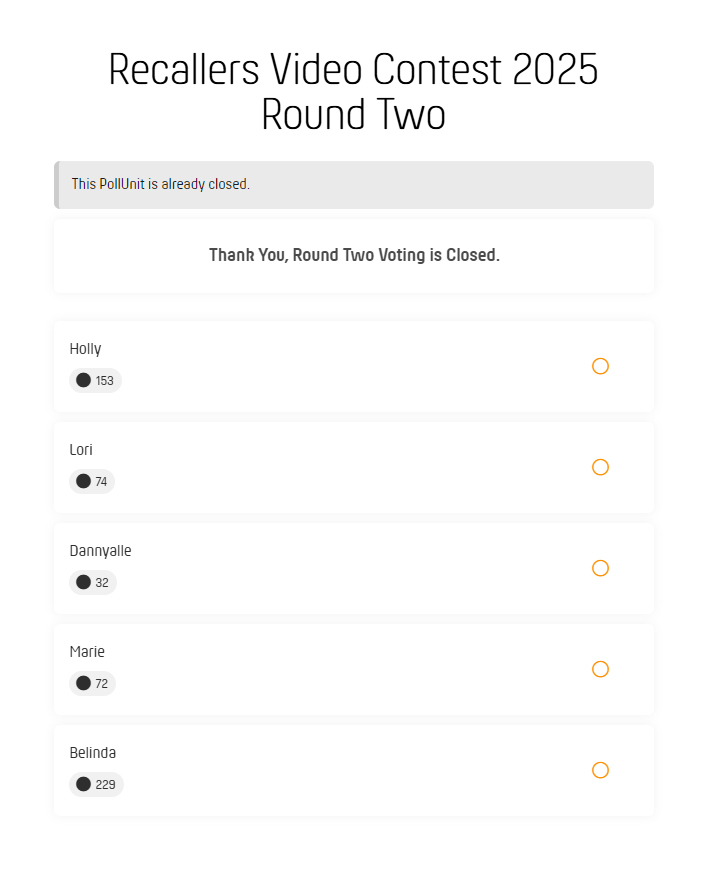 Recallers Video Contest 2025 Round Two